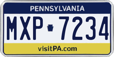 PA license plate MXP7234