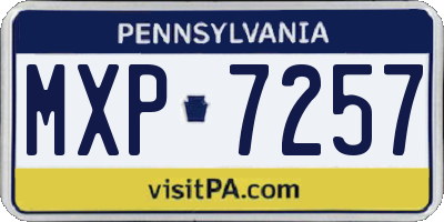 PA license plate MXP7257