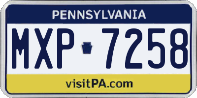 PA license plate MXP7258