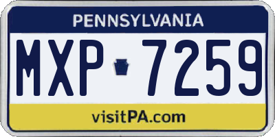 PA license plate MXP7259