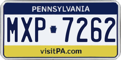 PA license plate MXP7262