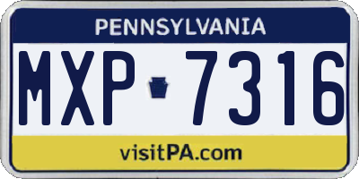 PA license plate MXP7316