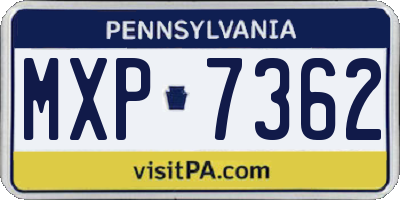 PA license plate MXP7362
