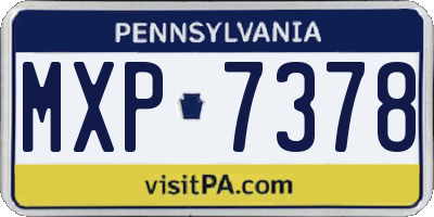 PA license plate MXP7378