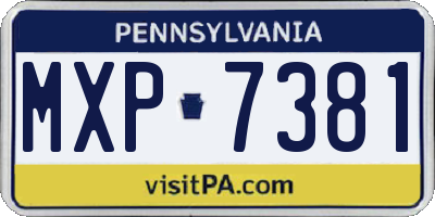 PA license plate MXP7381