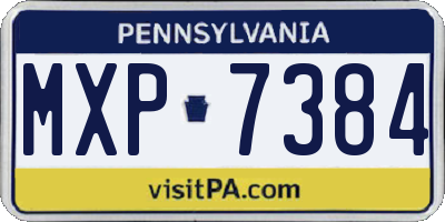 PA license plate MXP7384