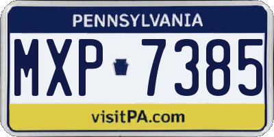 PA license plate MXP7385