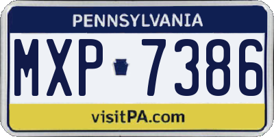 PA license plate MXP7386