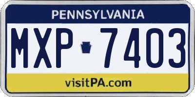 PA license plate MXP7403