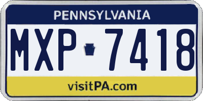 PA license plate MXP7418