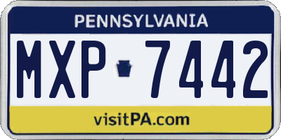 PA license plate MXP7442