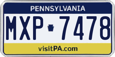 PA license plate MXP7478