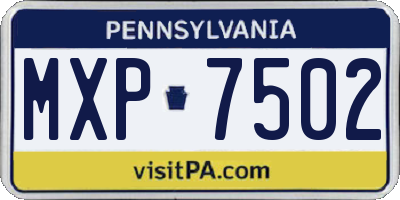 PA license plate MXP7502