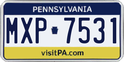 PA license plate MXP7531