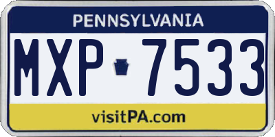 PA license plate MXP7533