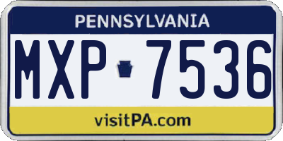 PA license plate MXP7536
