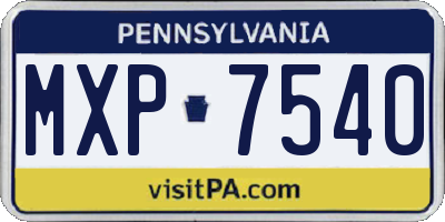 PA license plate MXP7540