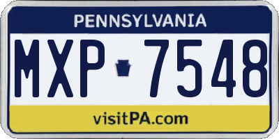 PA license plate MXP7548