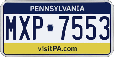 PA license plate MXP7553