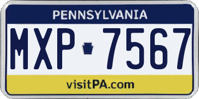 PA license plate MXP7567