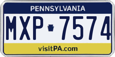 PA license plate MXP7574