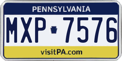PA license plate MXP7576