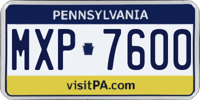 PA license plate MXP7600