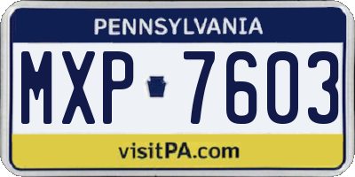 PA license plate MXP7603
