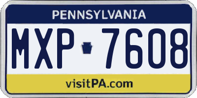 PA license plate MXP7608
