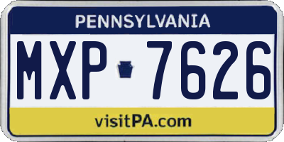 PA license plate MXP7626
