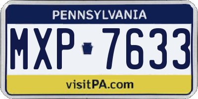 PA license plate MXP7633