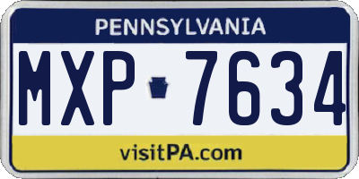 PA license plate MXP7634