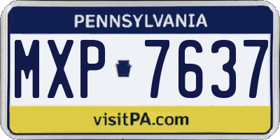 PA license plate MXP7637