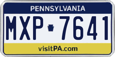 PA license plate MXP7641