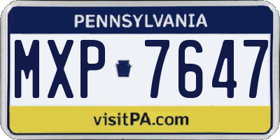 PA license plate MXP7647