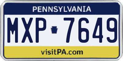 PA license plate MXP7649