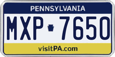 PA license plate MXP7650