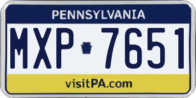 PA license plate MXP7651