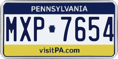 PA license plate MXP7654