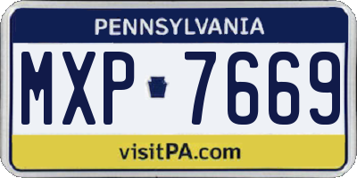 PA license plate MXP7669
