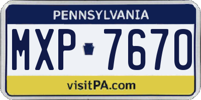 PA license plate MXP7670