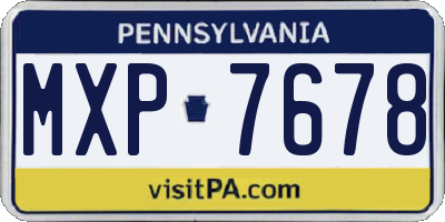 PA license plate MXP7678