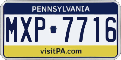 PA license plate MXP7716