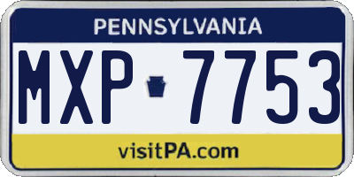 PA license plate MXP7753