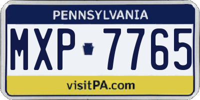 PA license plate MXP7765