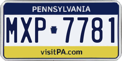 PA license plate MXP7781