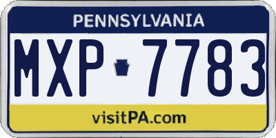 PA license plate MXP7783
