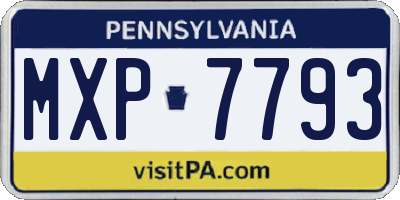 PA license plate MXP7793