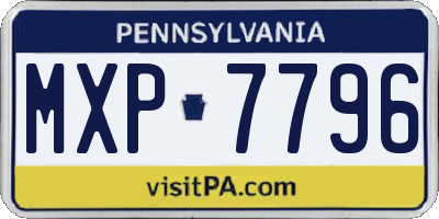 PA license plate MXP7796