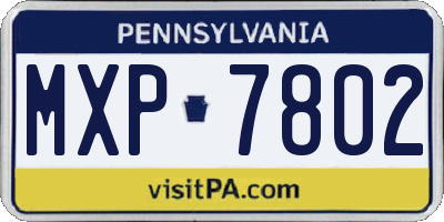 PA license plate MXP7802